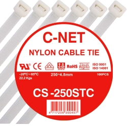 เคเบิ้ลไทร์ 10” (4.8 x 250 มม.) สีขาว (C-NET Cable Tie) 